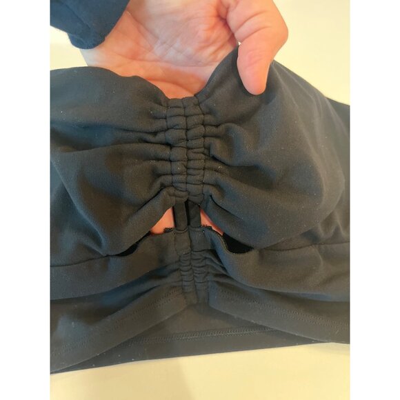 Athleta Black Ruched Bow-Front Sports Bra Size 5 - Picture 2 of 5
